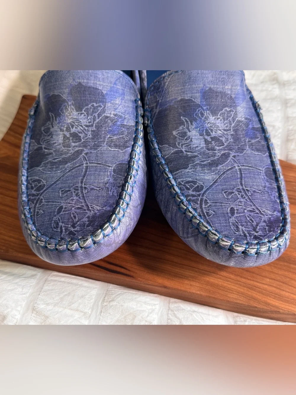 Robert Graham Purple Floral Leather Driving Loafers men’s 10.5